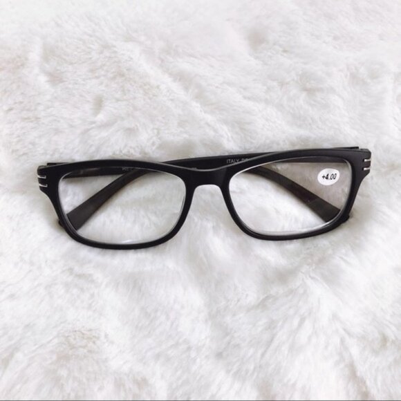 Eugene Black Rectangular Reading Glasses - Picture 1 of 9
